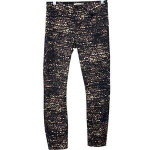 Tory Burch Black, tan and pink dots skinny denim jeans Size 26
